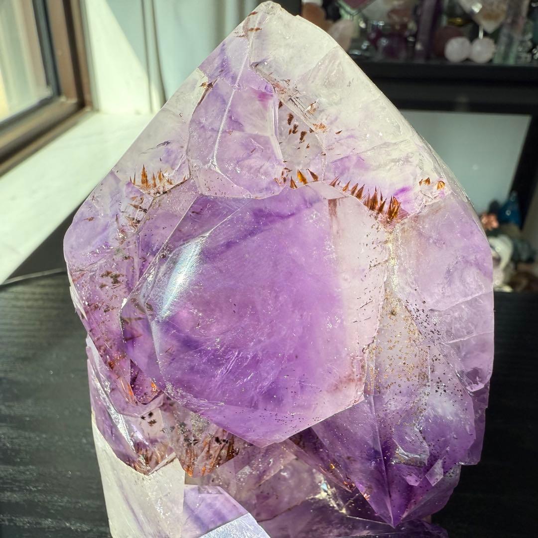 天然石アメジストのポイント　置物　NO.090409