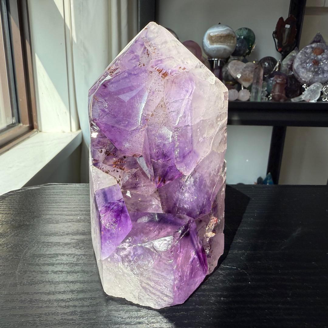 天然石アメジストのポイント　置物　NO.090409