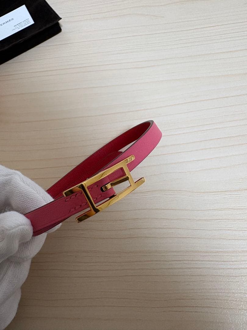 エルメス　レザーブレスレット　ピンク