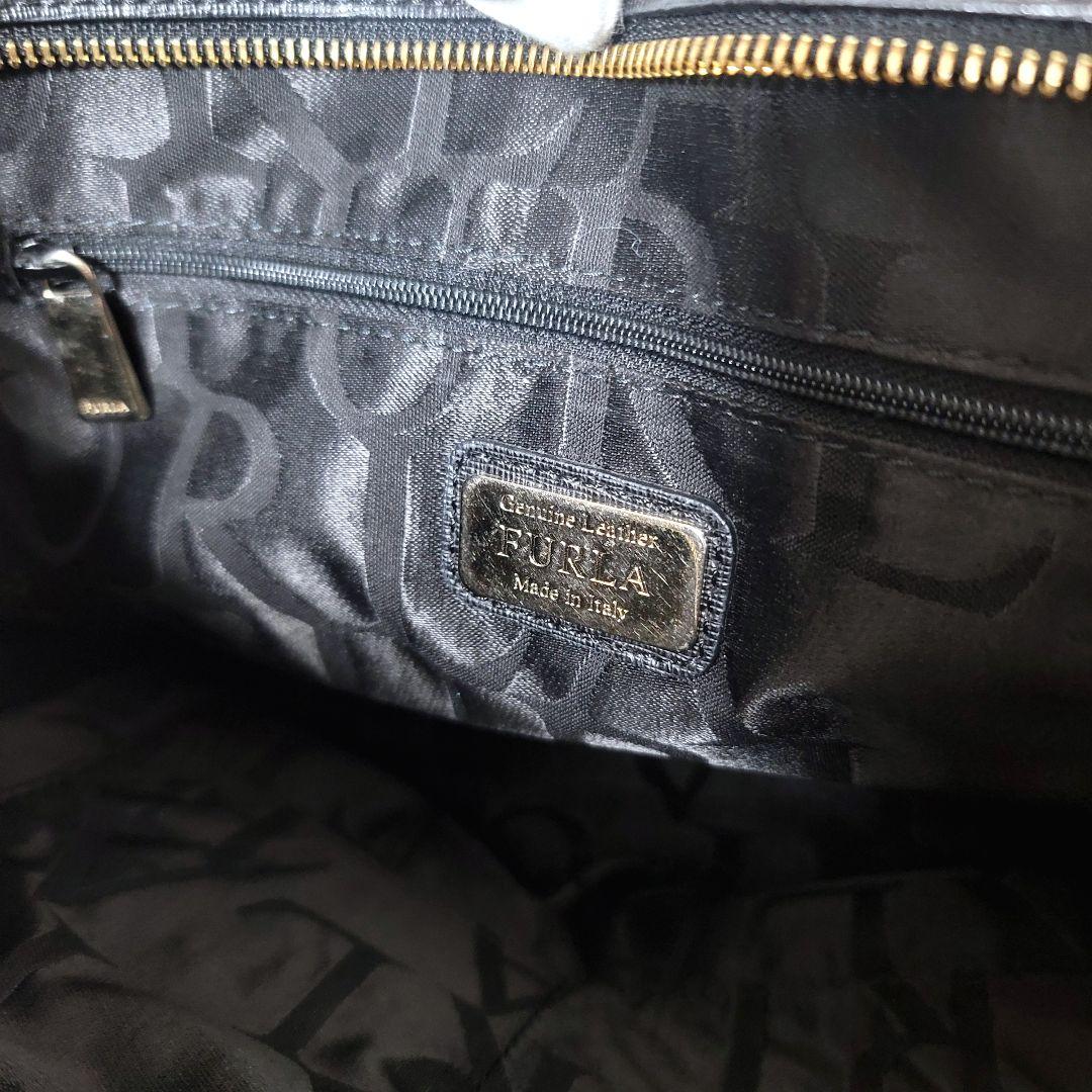 FURLA レザートートバッグ 黒 A4 チャーム 通勤 通学