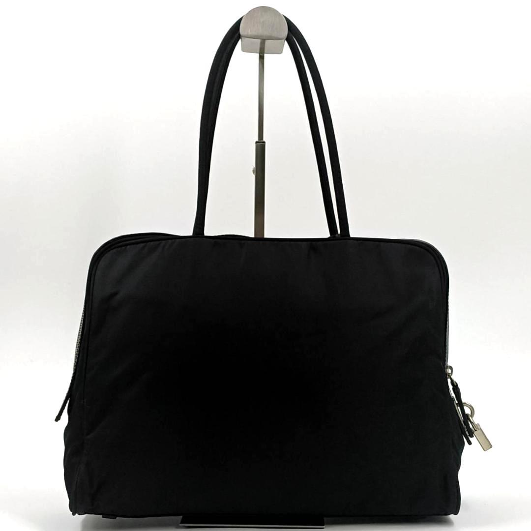 極希少✨ギャラ付 プラダ 南京錠 トートバッグ 三角ロゴ ナイロン 革 黒 タグ