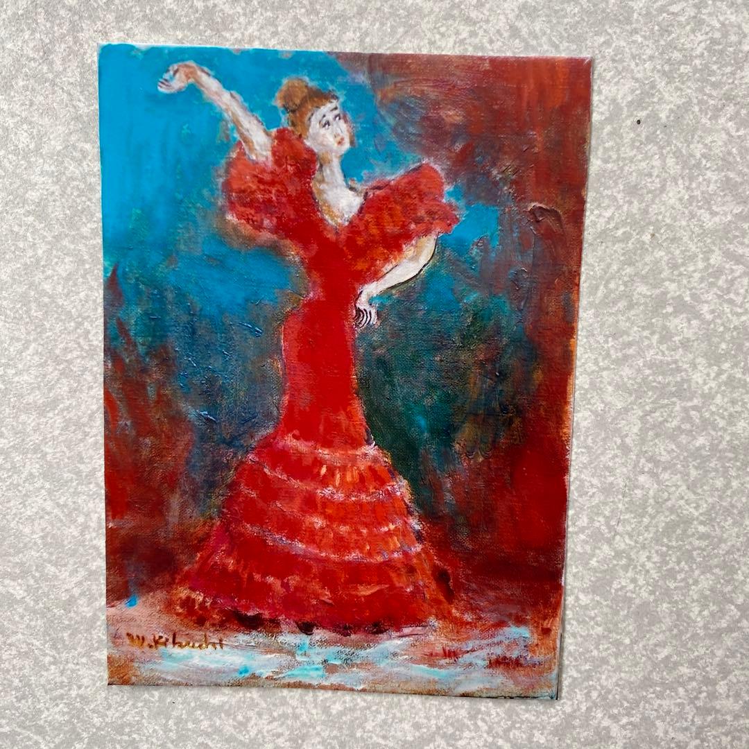 絵画　油彩画　油絵　「フラメンコ」F4号　額付き　美品　渡仏　送料無料