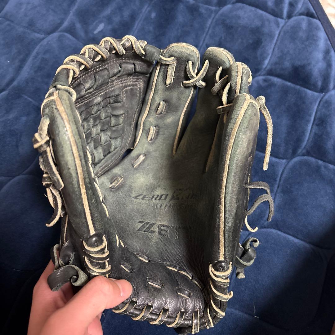 ZETT 黒 軟式グローブ 編み込みウェブ
