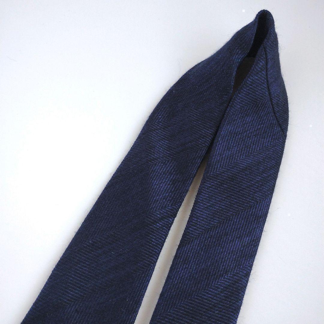 【美品】ビームスエフ ネクタイ ネイビー 濃紺 無地 ソリッド 高級【日本製】