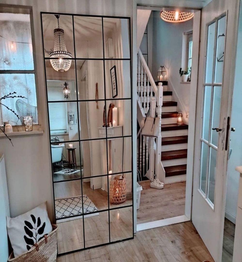 格子ミラー　海外風　大型ミラー　姿見　壁掛け　店舗