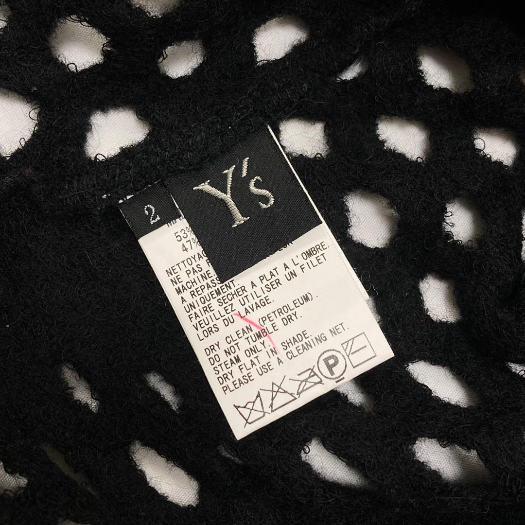Ｙ's ワイズ ウール 縮絨 カットワーク ワンピース 黒2