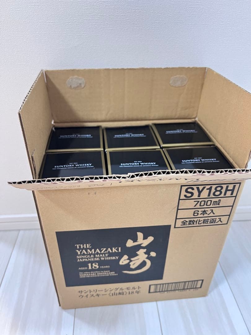 山崎18年(6本)化粧箱付き　空瓶、オリジナルダンボール付き