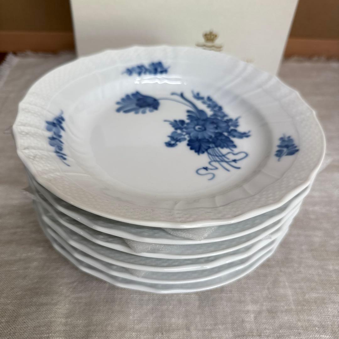 未使用　ロイヤルコペンハーゲン　ブルーフラワー　カープ　中深皿　６枚