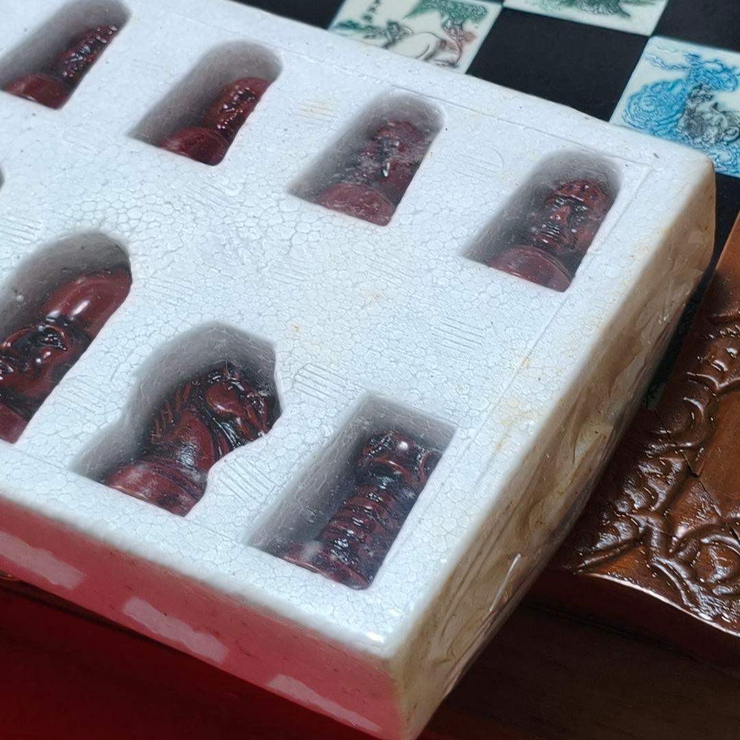 アンティーク木製チェスボード ヴィンテージ 手彫り 木彫り チェス ボード 新品