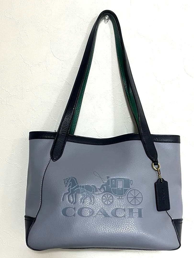 中古美品！COACH コーチ トートバッグ C5775 ロゴ ブルー系