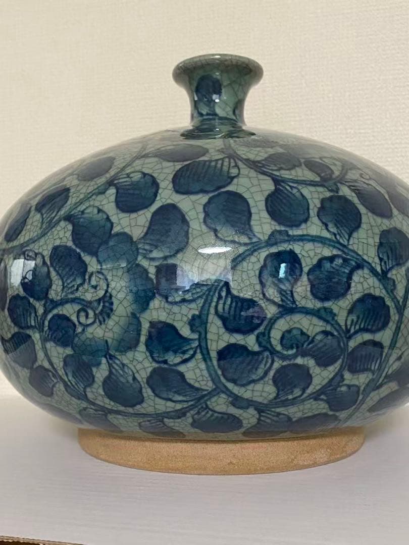 有田燒 伝統の染錦牡丹唐草花瓶 壺 時代物