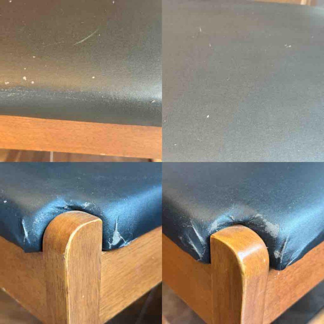 ヴィンテージチェア　座面ブラック　レザー　チェリー　レトロ　4脚セット　nz