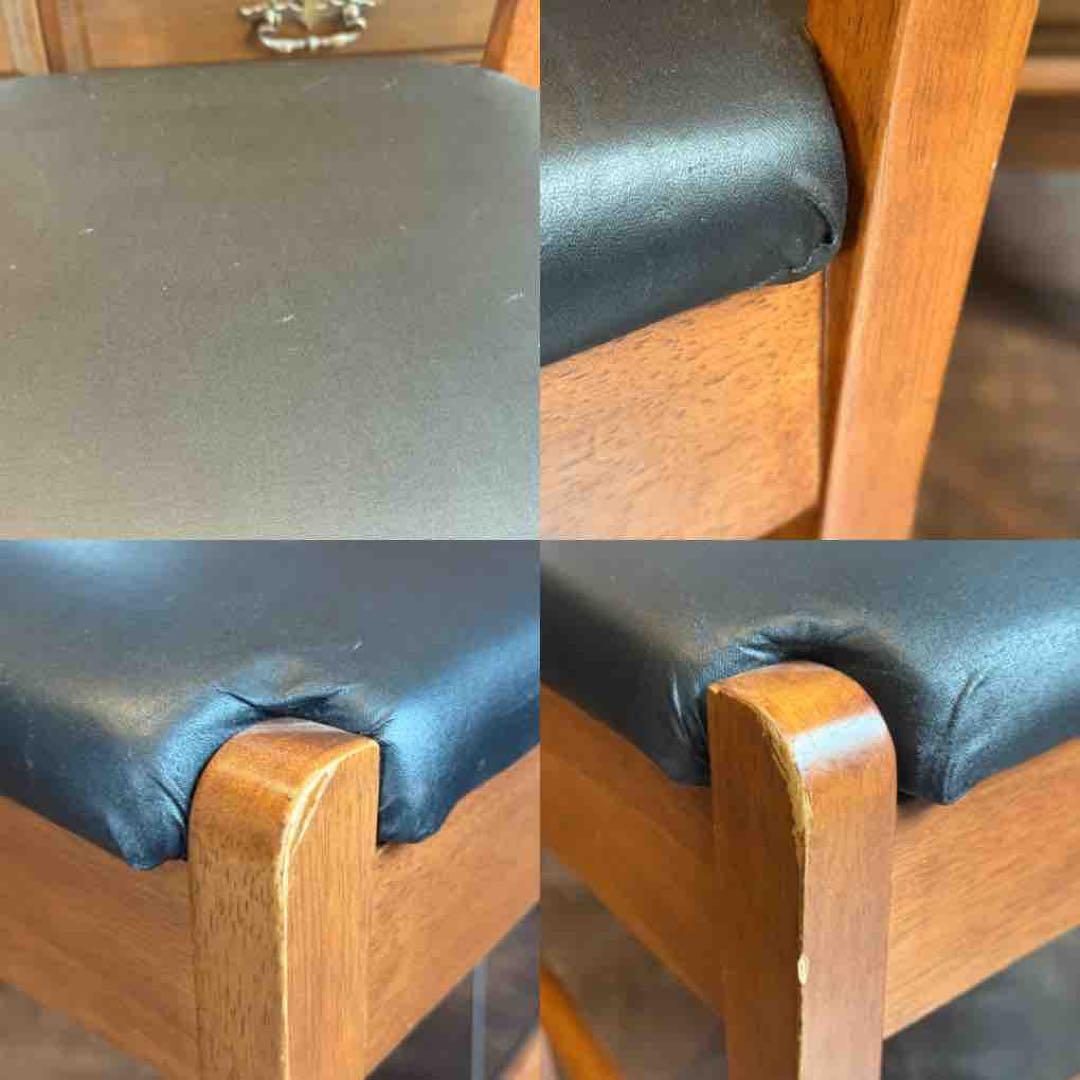 ヴィンテージチェア　座面ブラック　レザー　チェリー　レトロ　4脚セット　nz