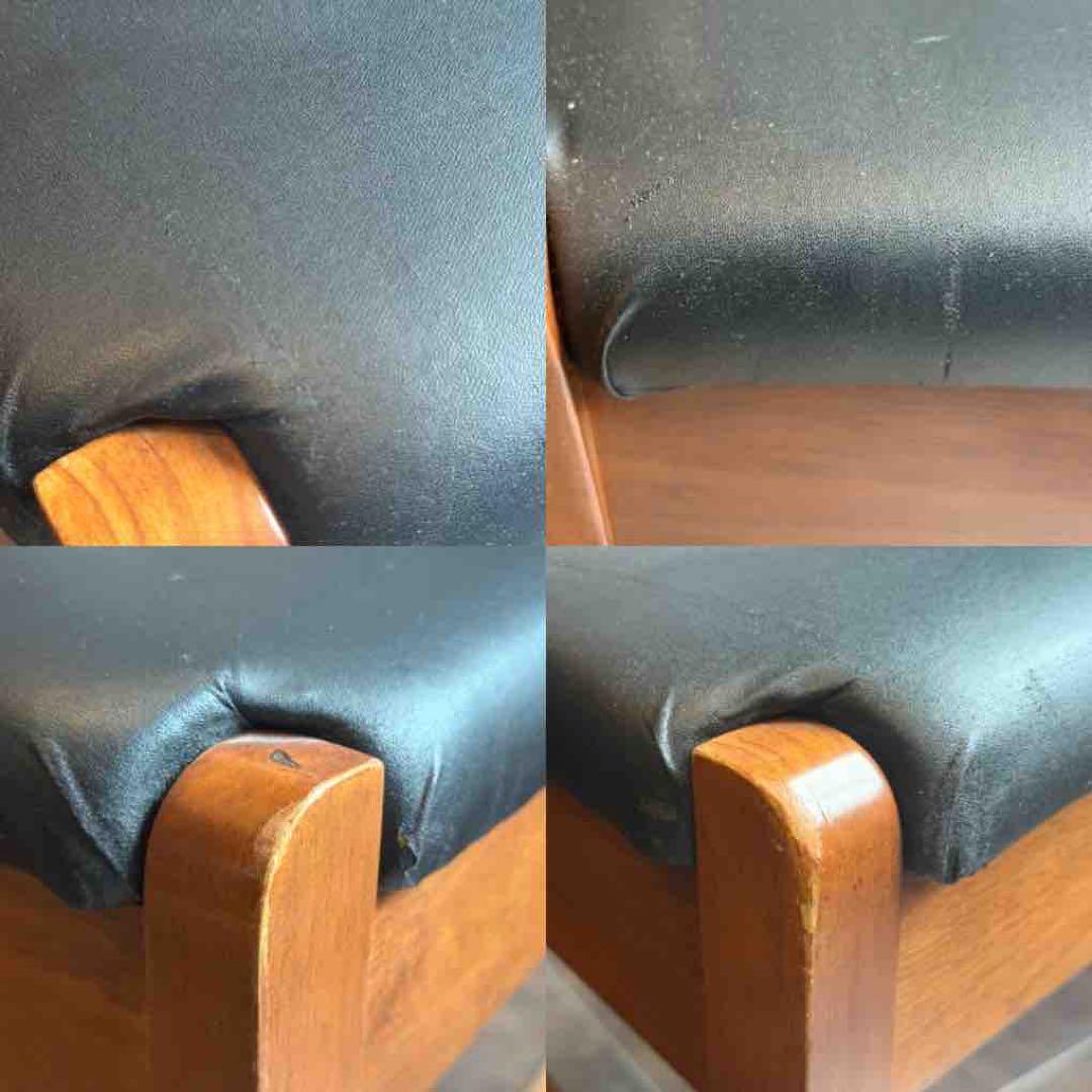 ヴィンテージチェア　座面ブラック　レザー　チェリー　レトロ　4脚セット　nz