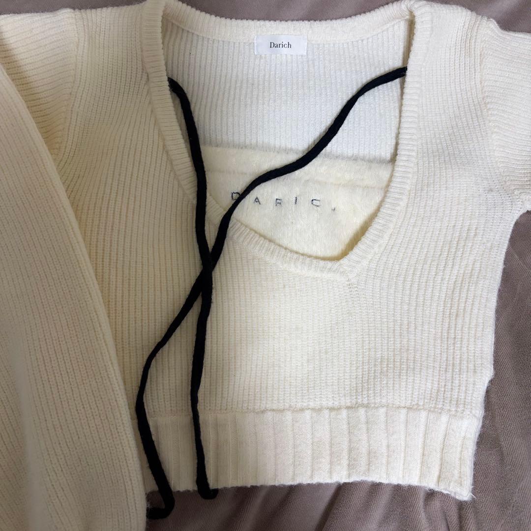 darich アシメレイヤードニットトップス WHT