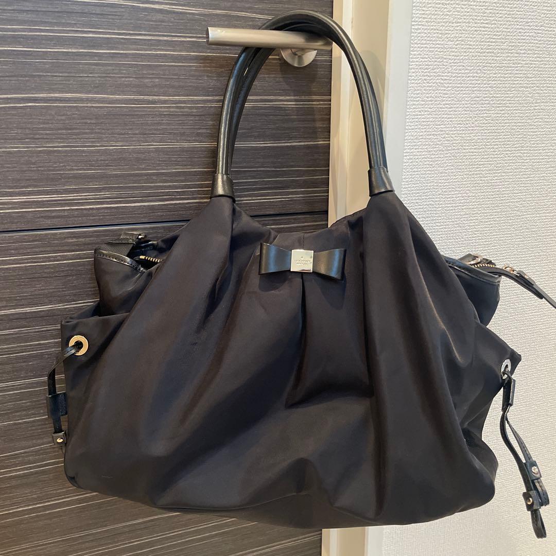 ケイトスペード　黒ナイロン　マザーズバッグ