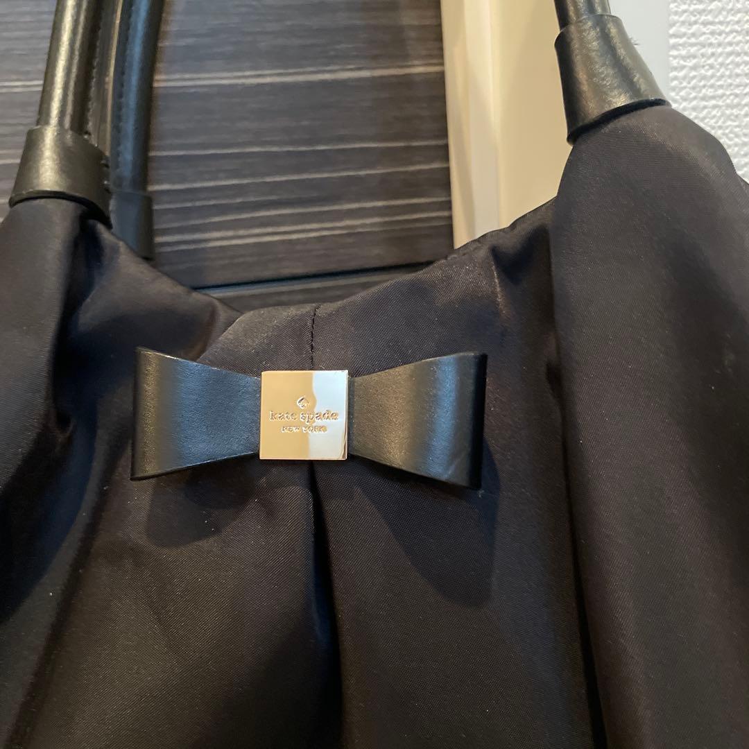 ケイトスペード　黒ナイロン　マザーズバッグ