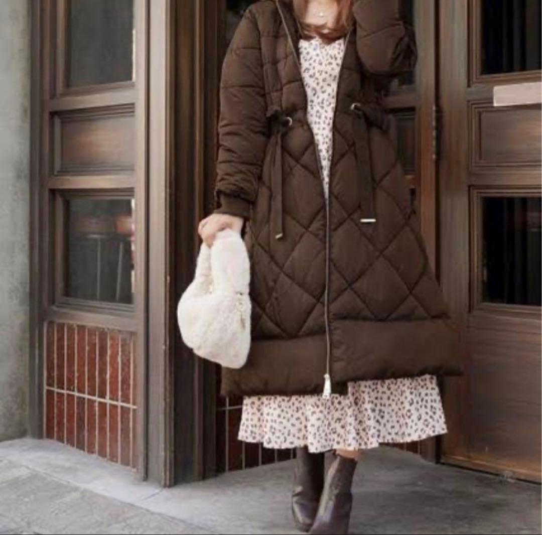 ロングコート ウエストリボン ロゴチャーム le reve vaniller