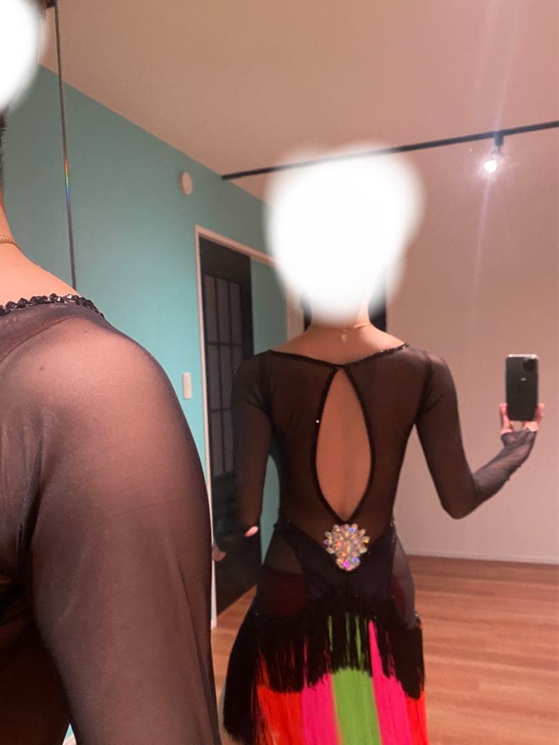 社交ダンスドレス フリンジ 黒 ピンク オレンジ