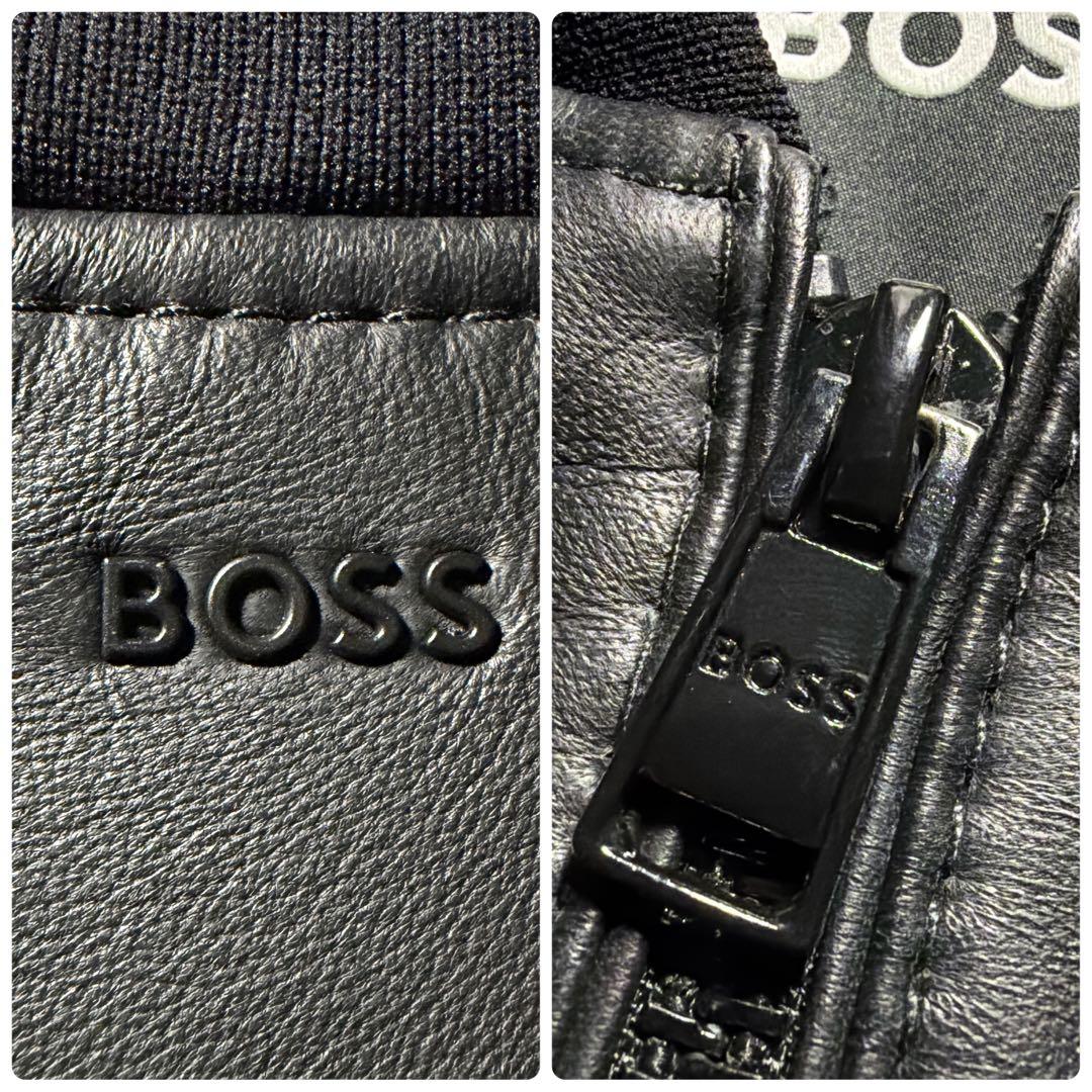極美品/現行タグ■HUGO BOSS ボンバージャケット 羊革　ブラック　50