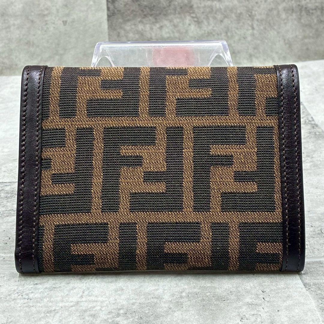 極美品 FENDI ズッカ 二つ折り財布 コンパクトウォレット キャンバス 財布