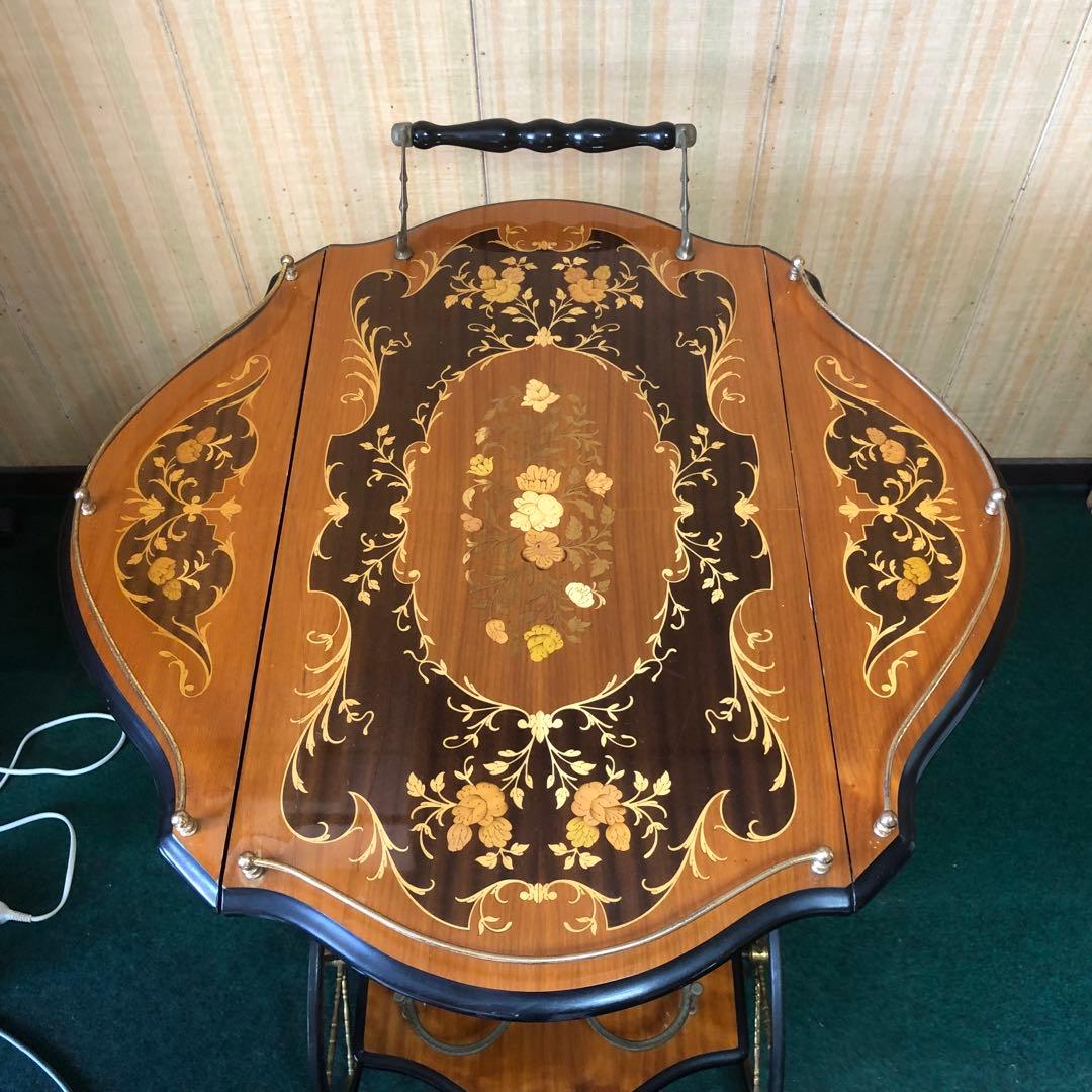 イタリア製　バタフライキッチンワゴン　アンティーク　ワゴン　ビンテージ　象嵌細工