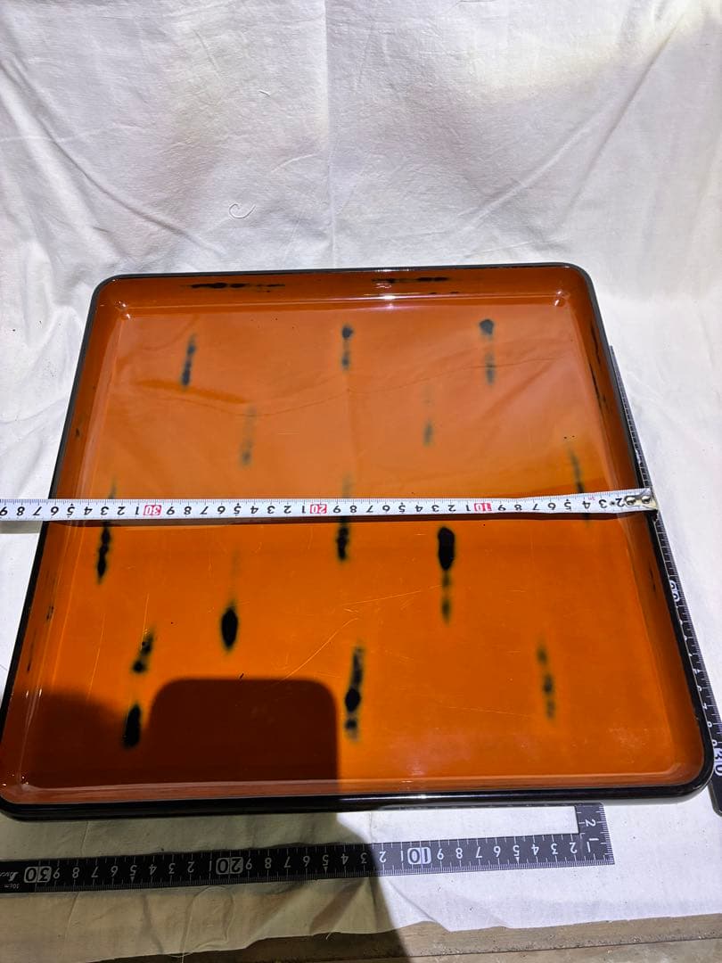 昭和レトロ 漆塗り 角盆 10枚セット 大型トレー 約40cm