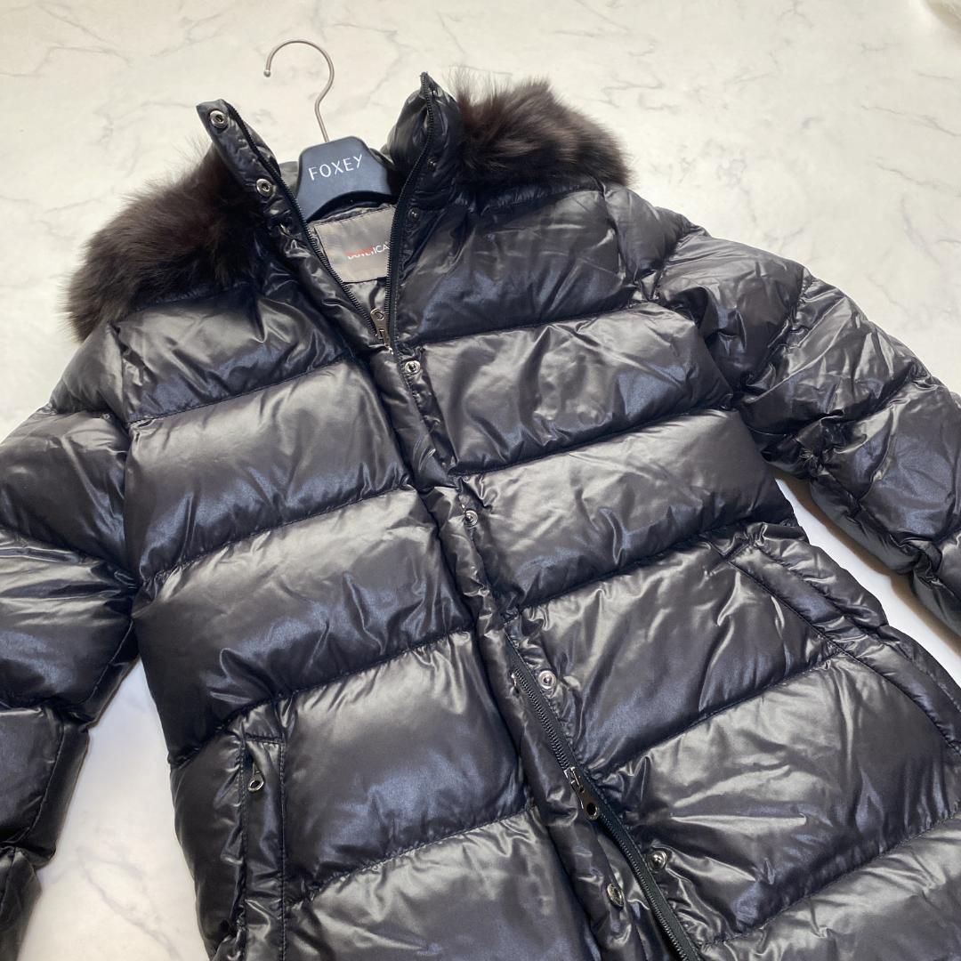 美品✨デュベティカ デネブ フォックスファー付 ダウンコート ロング 黒系40