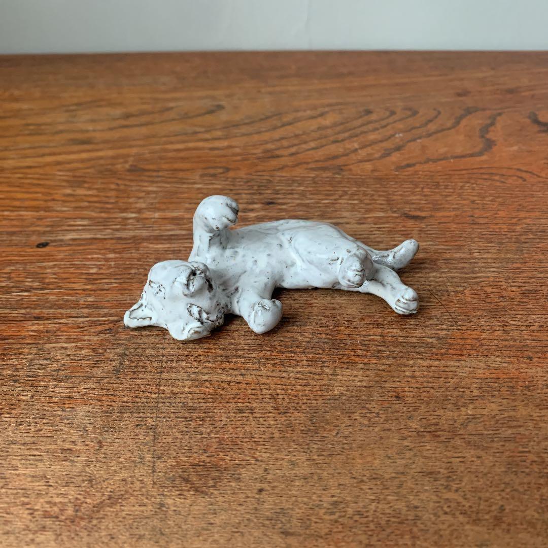 ご確認用　妻の作った　リアル招き猫　左手招き　ゴロ寝　陶芸　リングホルダー