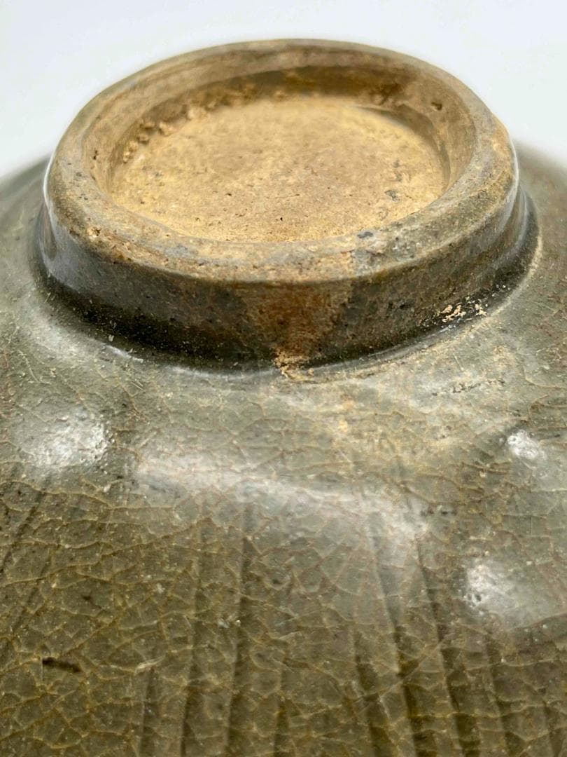 宋時代　青磁　越州窯刻花文碗　茶鉢　越窯 唐物　古賞物　時代物（F117）