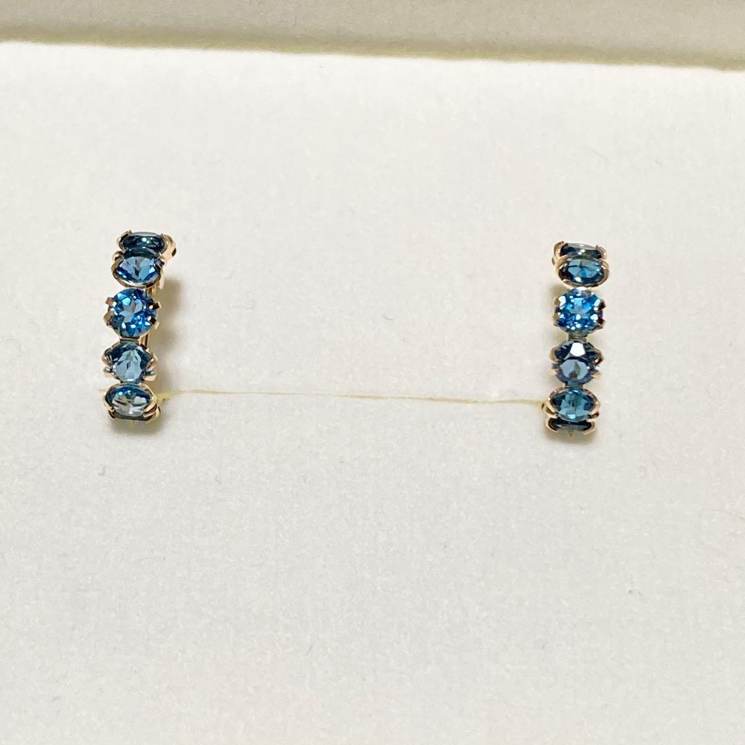 cui-cui K10YG ロンドンブルートパーズ スナップフープピアス｜未使用