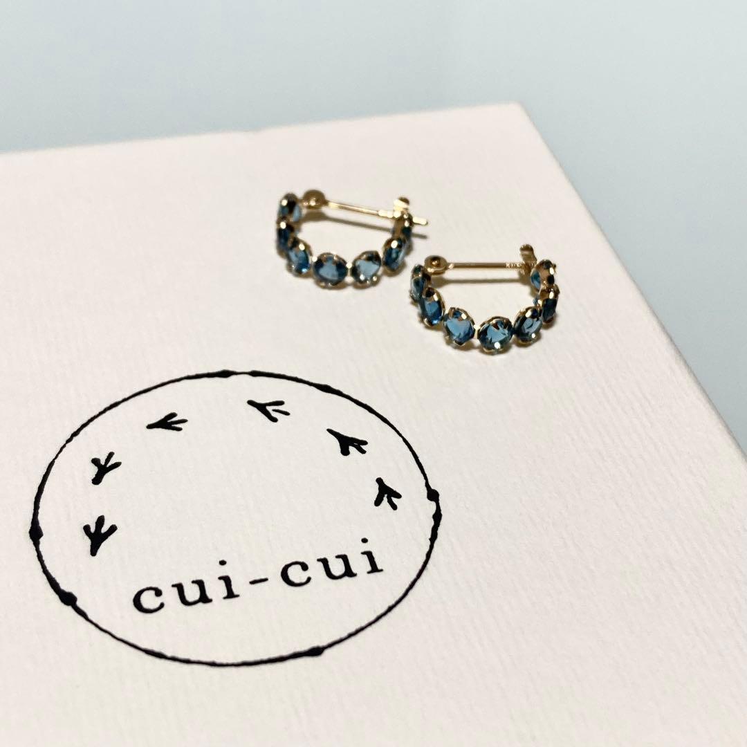cui-cui K10YG ロンドンブルートパーズ スナップフープピアス｜未使用