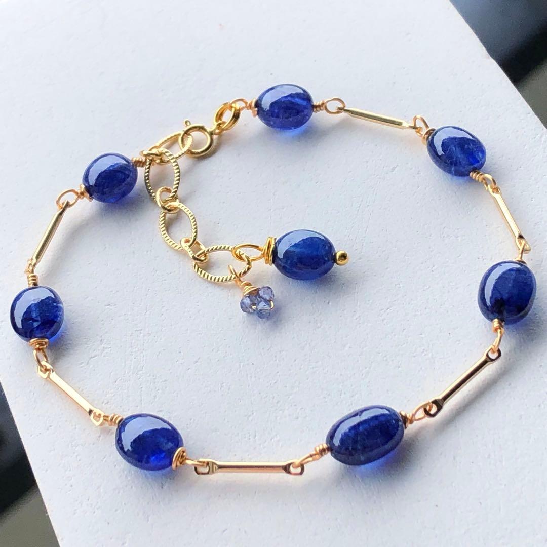 天然石♡大粒♡鮮やか極上ブルーサファイアのブレスレット14kgf