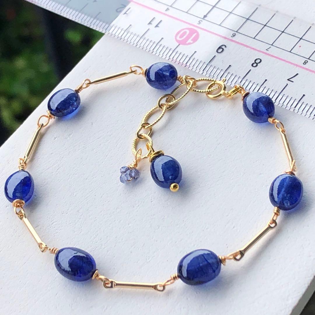 天然石♡大粒♡鮮やか極上ブルーサファイアのブレスレット14kgf