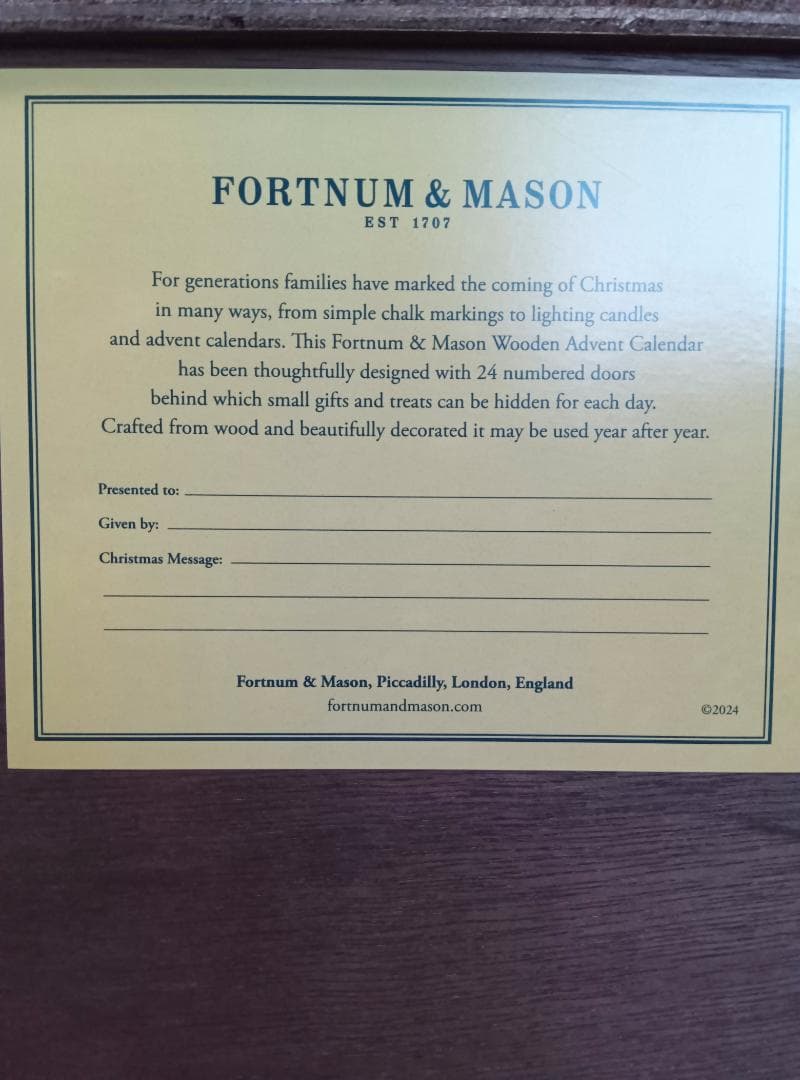 フォートナム＆メイソン クリスマス ドッグ・アドベント・カレンダー