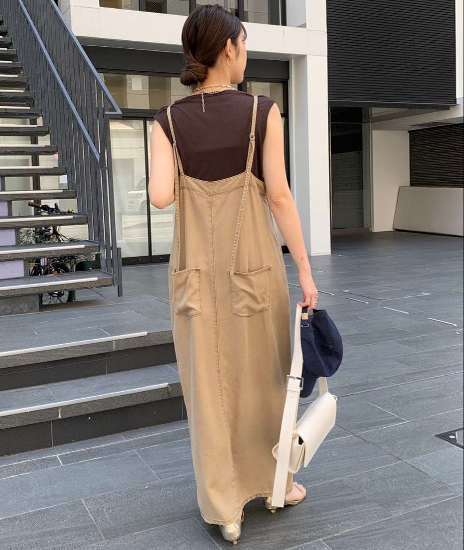 【タグなし新品】リヨセルデニムジャンスカベージュ38