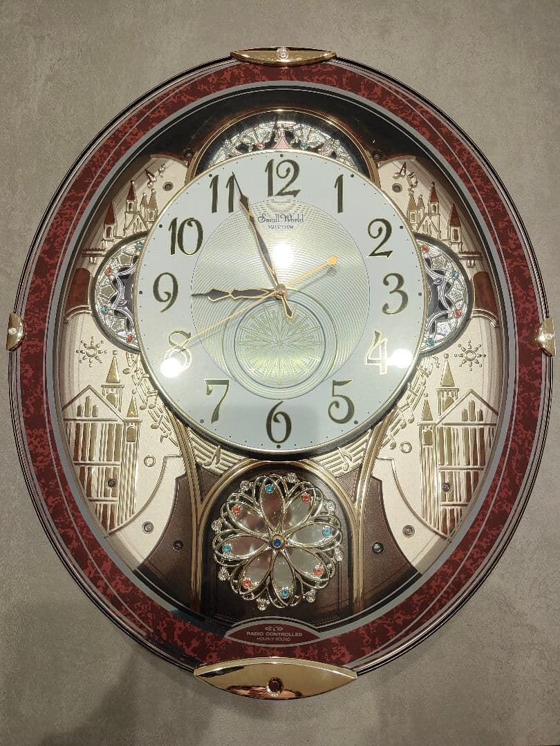 RHYTHM リズム スモールワールド 電波からくり時計 掛け時計 メロディ付き