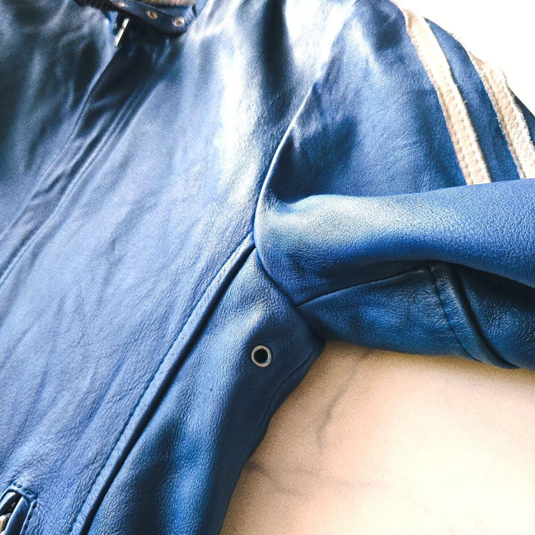 Schott クラシックレーサー レザージャケット M 青 シングルライダース