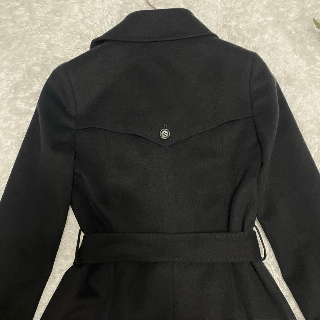 【美品 】アナイ カシミヤ ダブルチェスター ロングコート ベルト付きS 黒