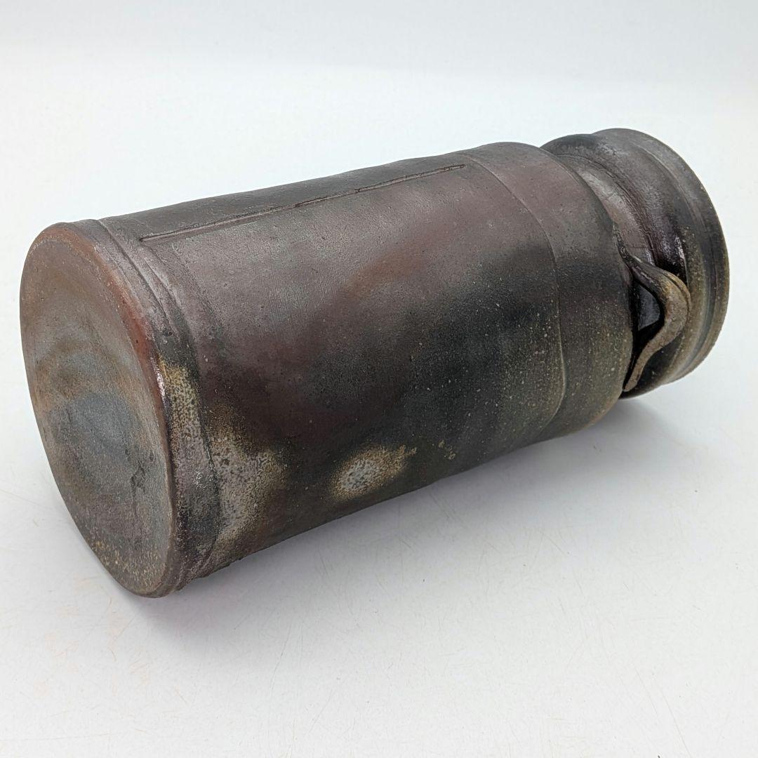 石田安弘 備前焼 耳付花入 共箱共布栞 花器 フラワーベース 花瓶 華道具 花生