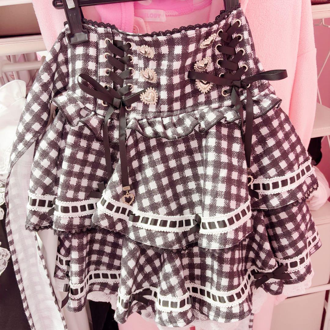 ♥訳アリ♥LIZLISA はしごリボンギンガムティアードスカパン