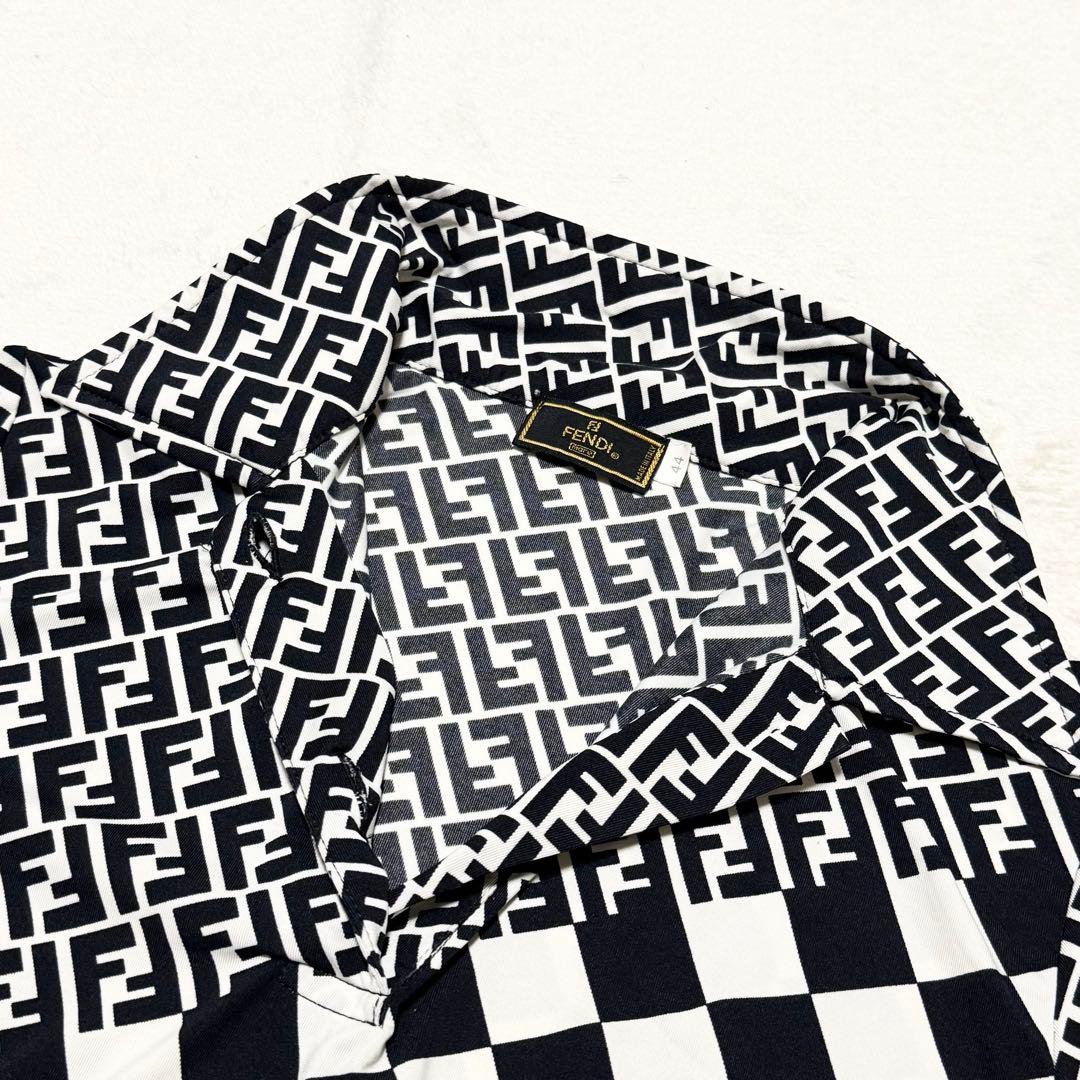 美品 フェンディ ズッカ トップス チェッカー ストレッチ 半袖 シャツ