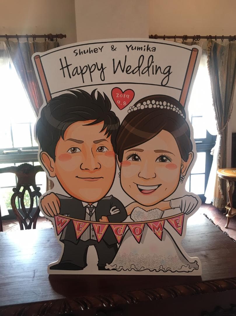 似顔絵特大パネル★サプライズ　結婚式　二次会　似顔絵　ウェルカムボード　お祝い
