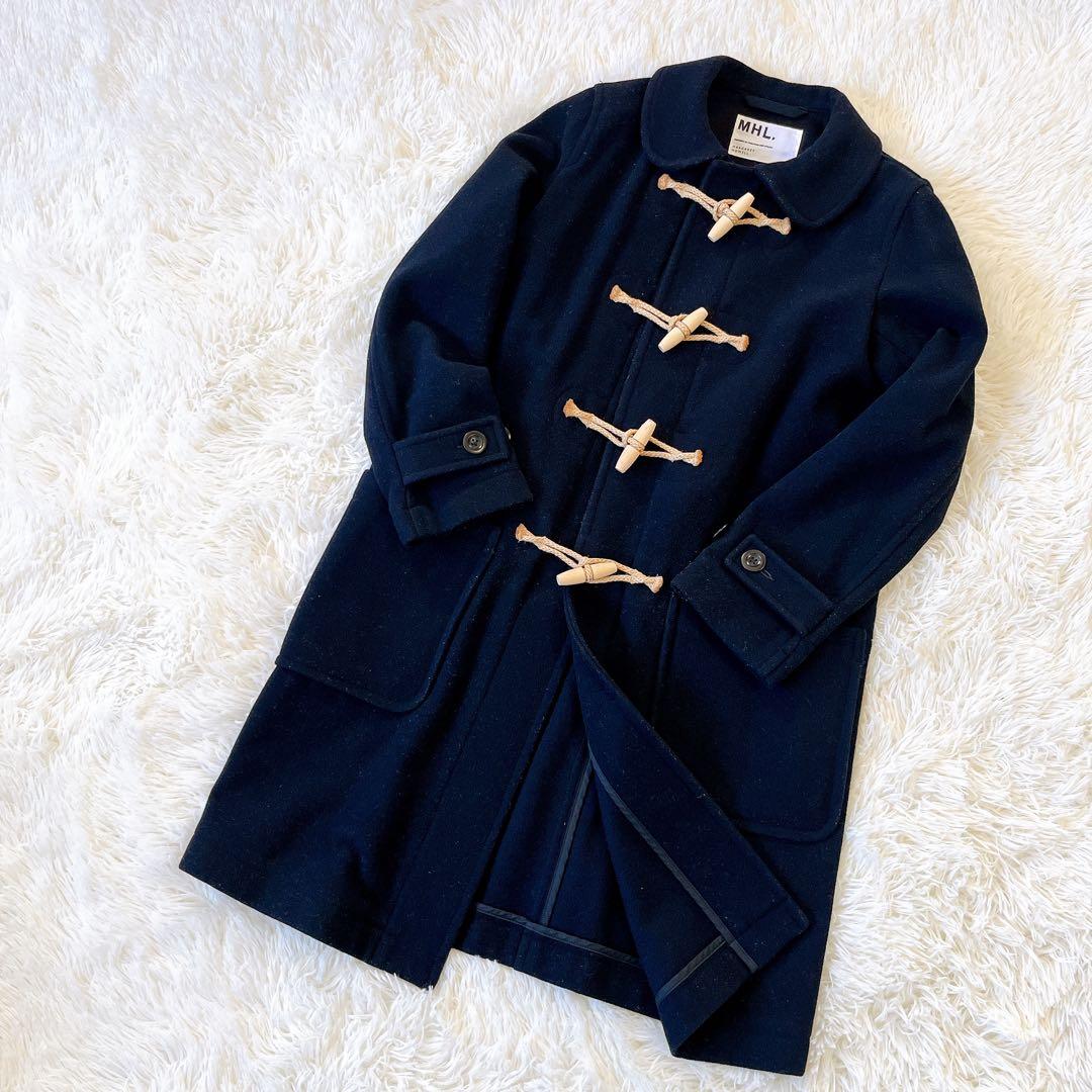 MHL. マーガレットハウエル 丸襟 ダッフルコート トグルボタン ウール 濃紺