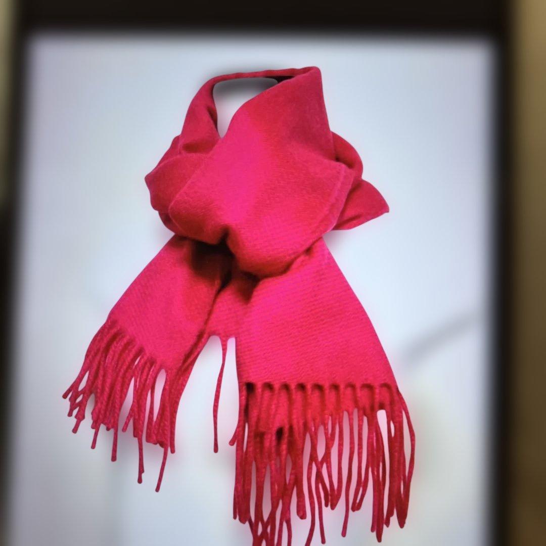 エルメス　カシミヤマフラー　抑えめ濃いピンク　 美品