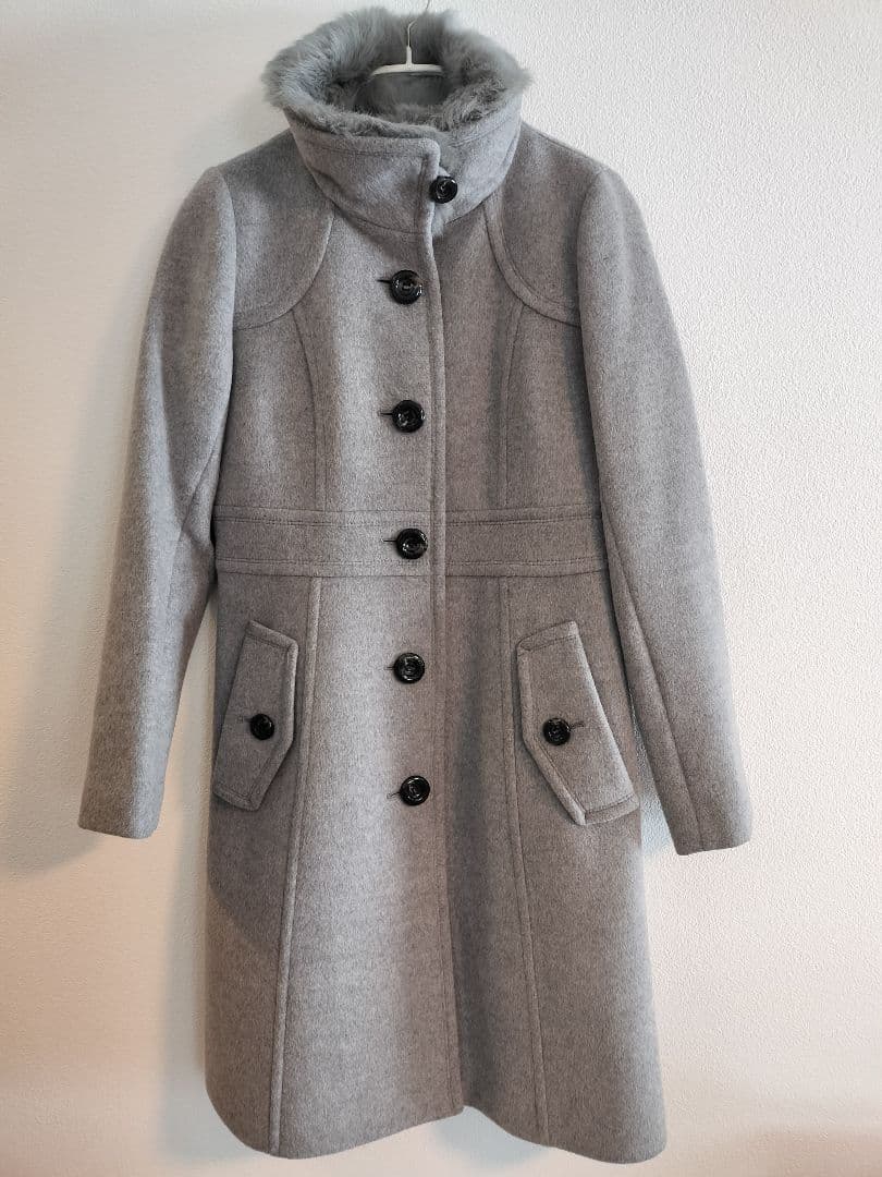 ブルーレーベル　グレー ウール混紡 ロングコート