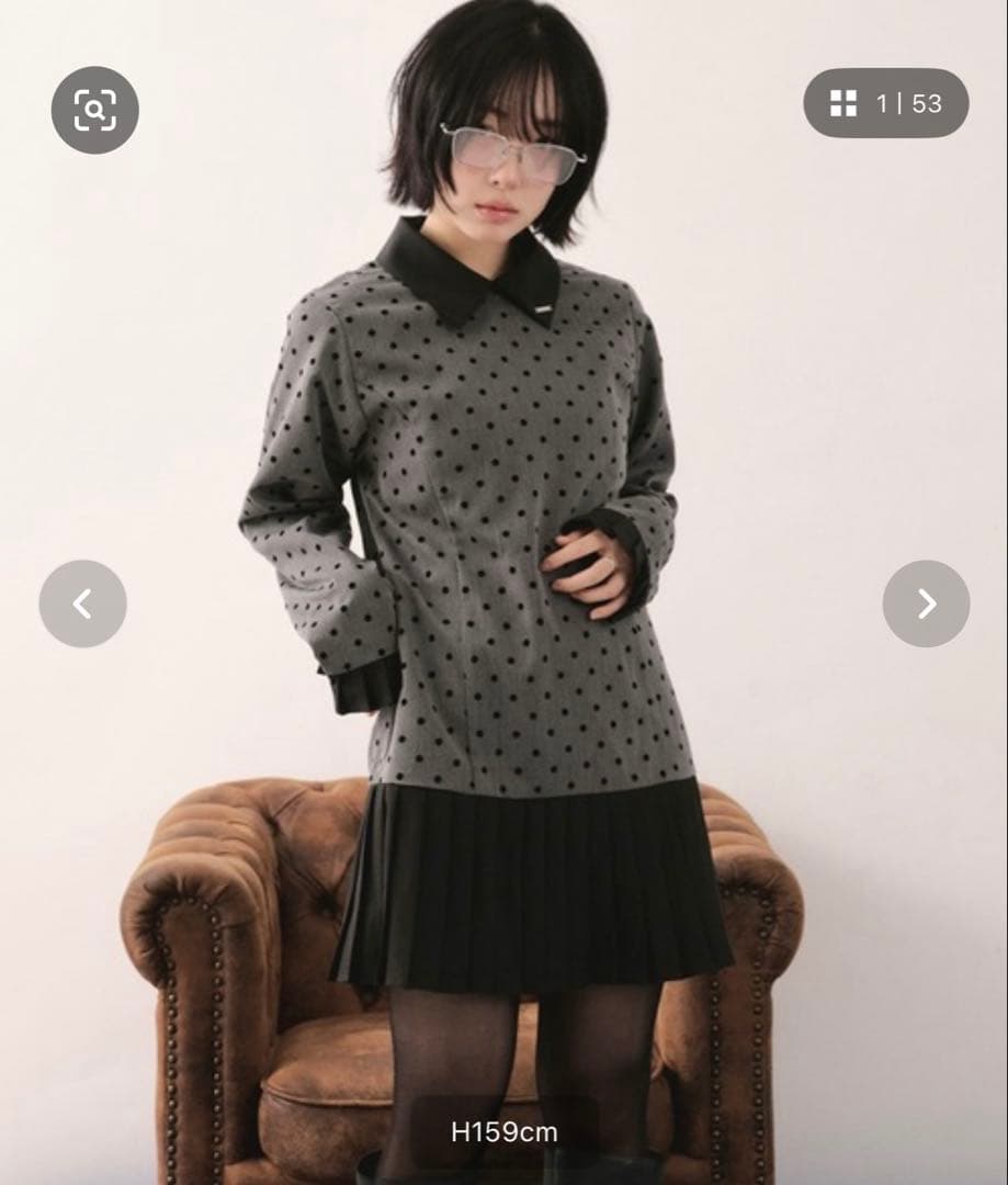 loin nuit フリルデザインワンピース ブラック