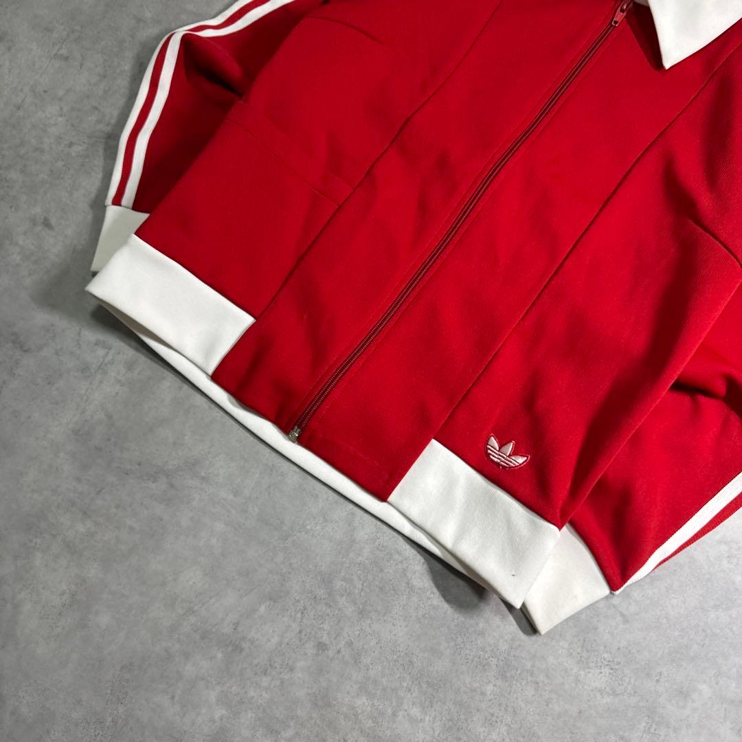 adidas 80s トラックジャケット デサント 襟付き レッド M ジャージ