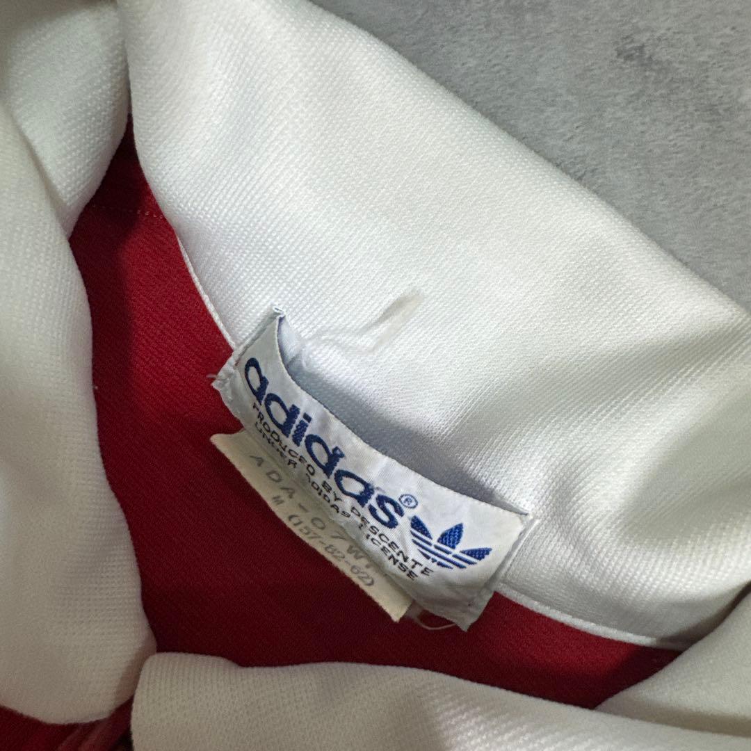 adidas 80s トラックジャケット デサント 襟付き レッド M ジャージ