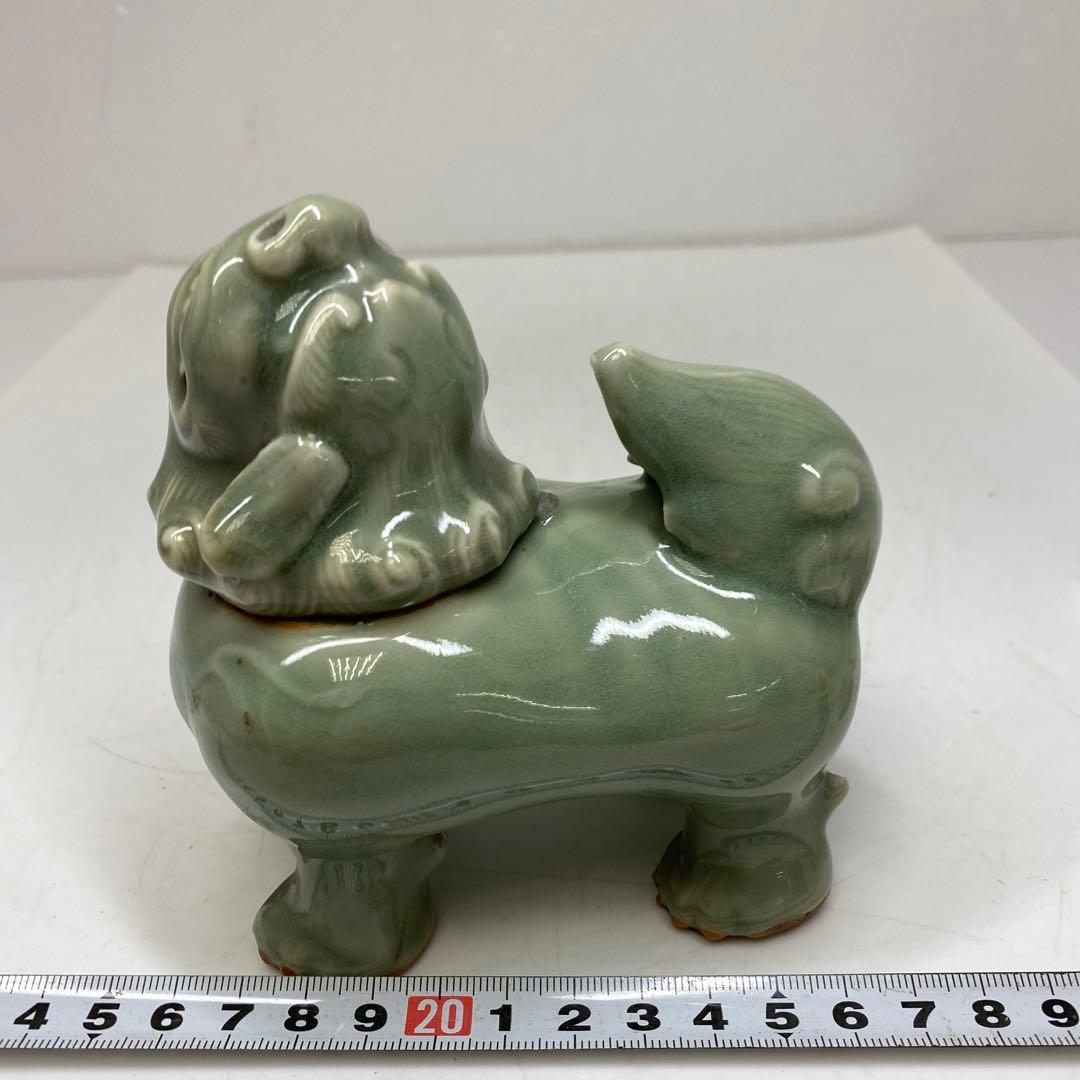 中国明時代　七官青磁　獅子　幅約11.2㎝　トコカ　東さ7-0629☆2F